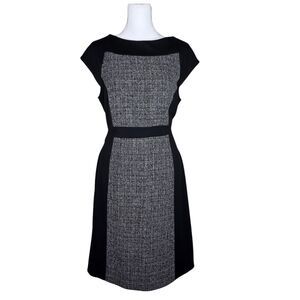 Anne Klein Womens Black Gray Tweed Dress Knee Length Business Casual Size 6
